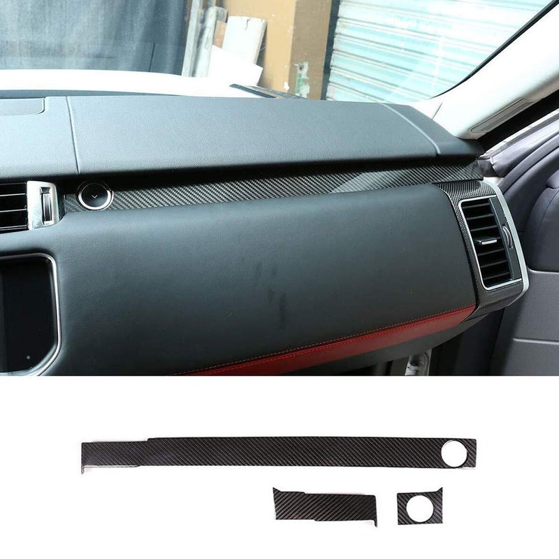 YIWANG 100% Real Carbon Fiber Center Console Passenger Decoration Panel Cover Trim 3Pcs for Land Rover Range Rover Sport 2014-2020 Left Hand Drive Car Accessories (Real Carbon Fiber) - Image 1
